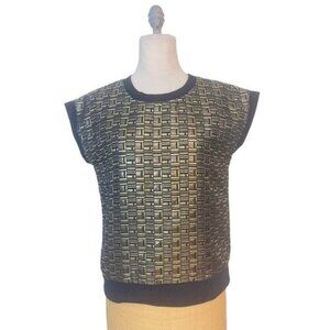 Kate Spade Saturday Gold Black Metallic Lame Top Medium NWT
